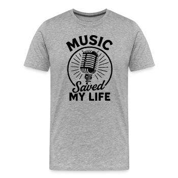 Music Saved My Life Retro Vintage T-Shirt - Männer Premium Bio T-Shirt - Grau meliert - Vorne - Damien (186cm)