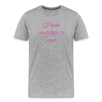 Ich koche Nostalgie in der Suppe - Männer Premium Bio T-Shirt - Grau meliert - Vorne - Damien (186cm)