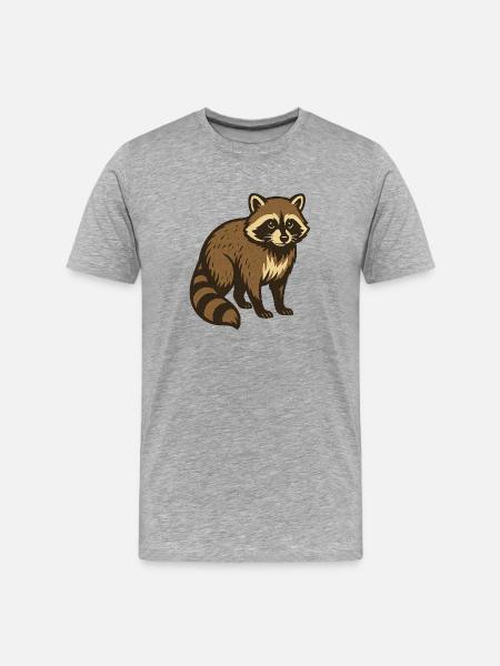 Raccoon Drawing - Men's Premium Organic T-Shirt - heather grey