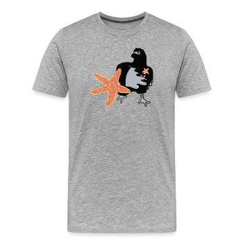 Poulet Ninja - T-shirt bio Premium Homme - gris chiné - Devant - Damien (186cm)