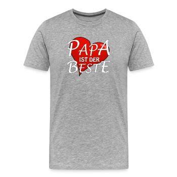 PAPA IST DER BESTE - Männer Premium Bio T-Shirt - Grau meliert - Vorne - Damien (186cm)