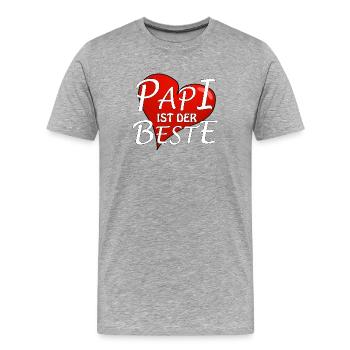 PAPI IST DER BESTE - Männer Premium Bio T-Shirt - Grau meliert - Vorne - Damien (186cm)