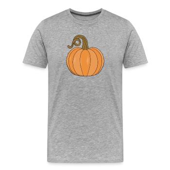 Gebogener Stiel Kürbis Illustration - Männer Premium Bio T-Shirt - Grau meliert - Vorne - Damien (186cm)