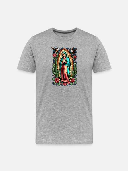 Madonna with Roses and Cacti - Men's Premium Organic T-Shirt - heather grey