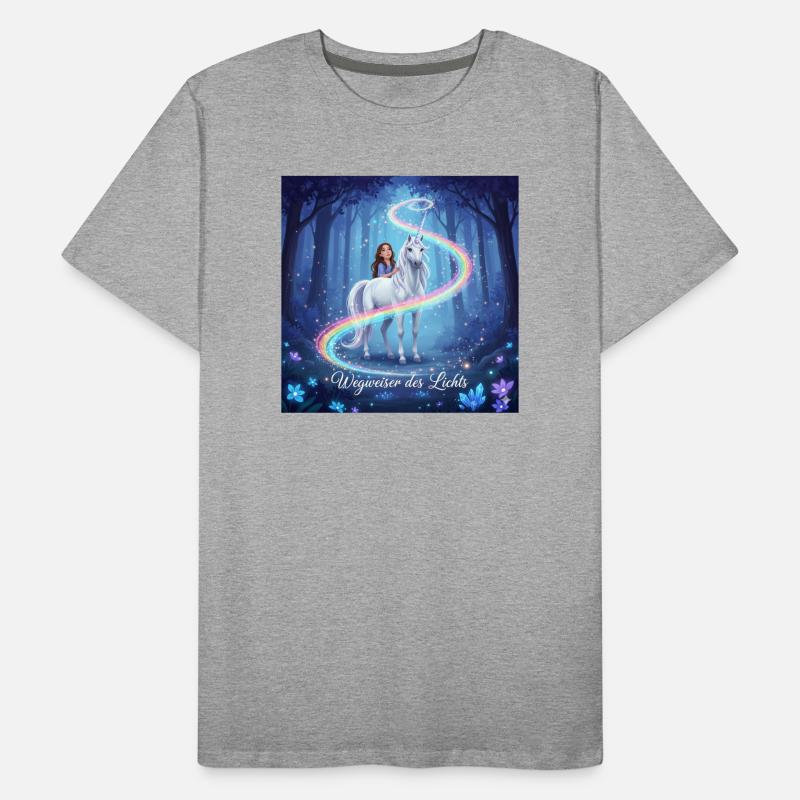 Panneau indicateur de lumière dans la forêt de licornes T-shirt bio Premium Homme