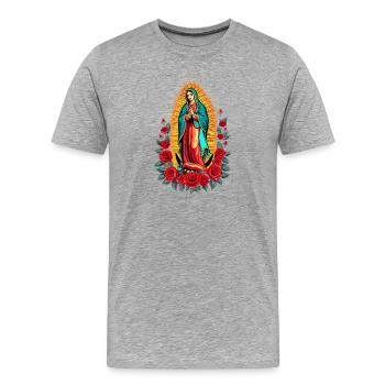 Guadalupe Mary Rosary - Men's Premium Organic T-Shirt - heather grey - Front - Damien (186cm)