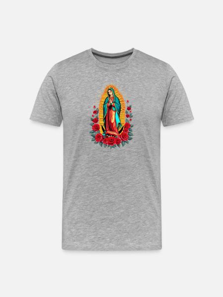 Guadalupe Mary Rosary - Men's Premium Organic T-Shirt - heather grey