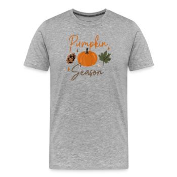Pumpkin Season - Men's Premium Organic T-Shirt - heather grey - Front - Damien (186cm)