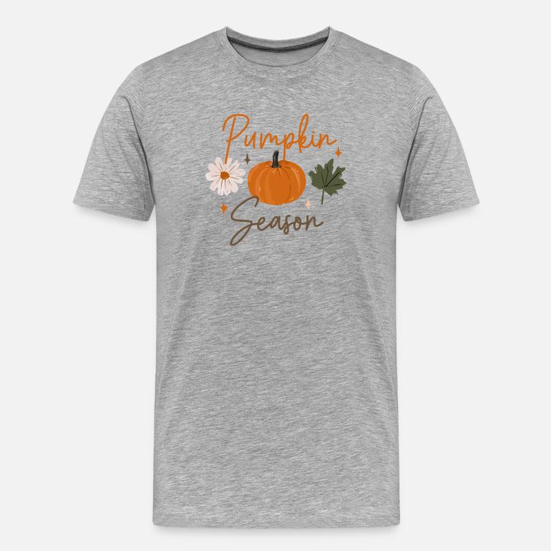 Kürbis-Saison - Männer Premium Bio T-Shirt - Grau meliert