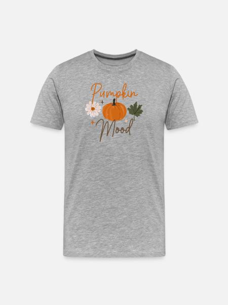 Pumpkin Mood Autumn Floral - Men's Premium Organic T-Shirt - heather grey