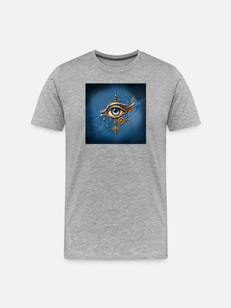 Steampunk Eye with Gears - Men's Premium Organic T-Shirt - heather grey
