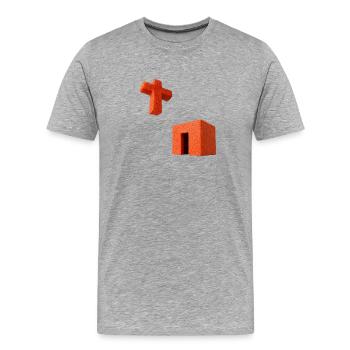 Crucifix Kaaba - T-shirt bio Premium Homme - gris chiné - Devant - Damien (186cm)