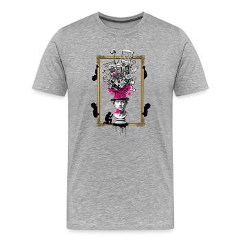 Surreal Shopping Cart Portrait in Picture Frame - Men's Premium Organic T-Shirt - heather grey - Front - Damien (186cm)