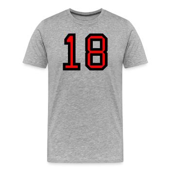 18. 18 ANS. 18e ANNIVERSAIRE. ANNIVERSAIRE 18 ANS. - T-shirt bio Premium Homme - gris chiné - Devant - Damien (186cm)