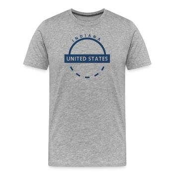 Emblème de l’Indiana aux États-Unis - T-shirt bio Premium Homme - gris chiné - Devant - Damien (186cm)