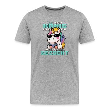 Unicorn King gaming - Men's Premium Organic T-Shirt - heather grey - Front - Damien (186cm)