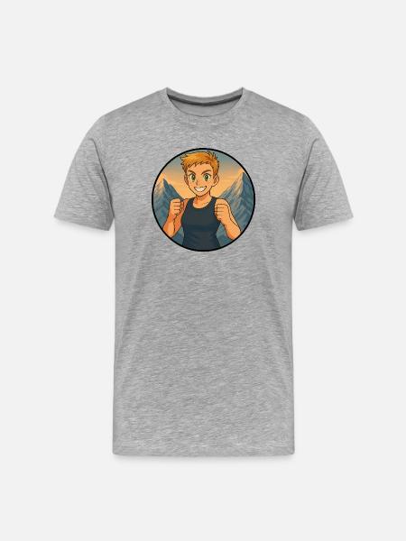 Enthusiastic mountain sports hero - Men's Premium Organic T-Shirt - heather grey