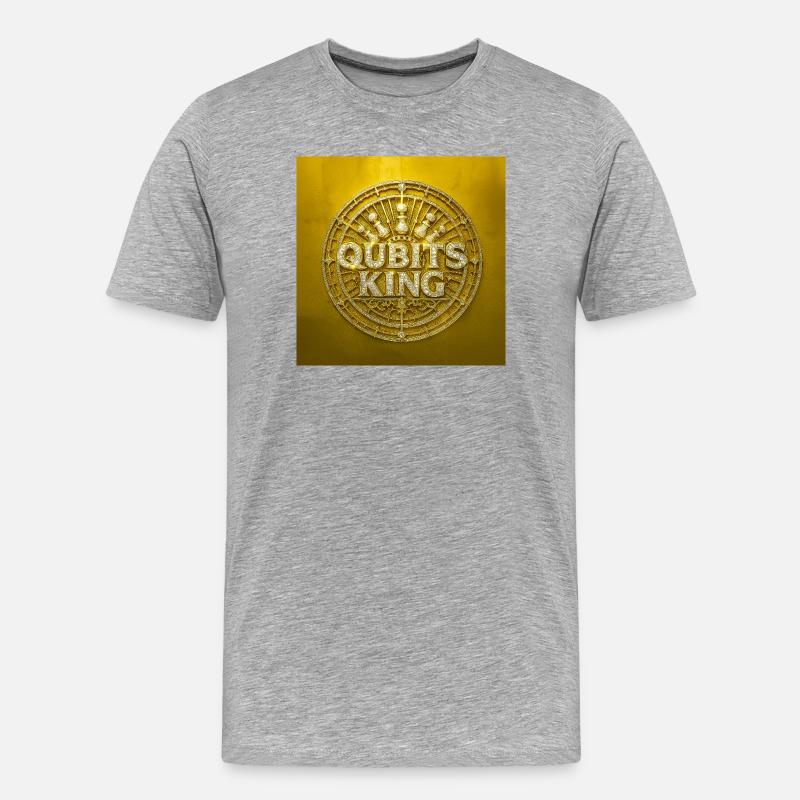 Qubits King Goldmünze Design - Männer Premium Bio T-Shirt - Grau meliert