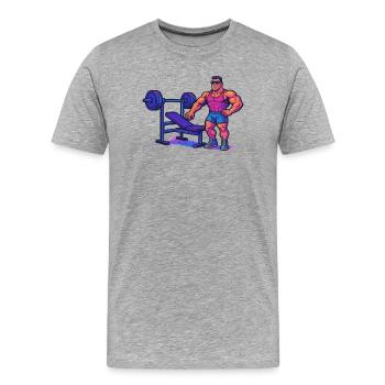 Bodybuilder Gym Bande dessinée - T-shirt bio Premium Homme - gris chiné - Devant - Damien (186cm)