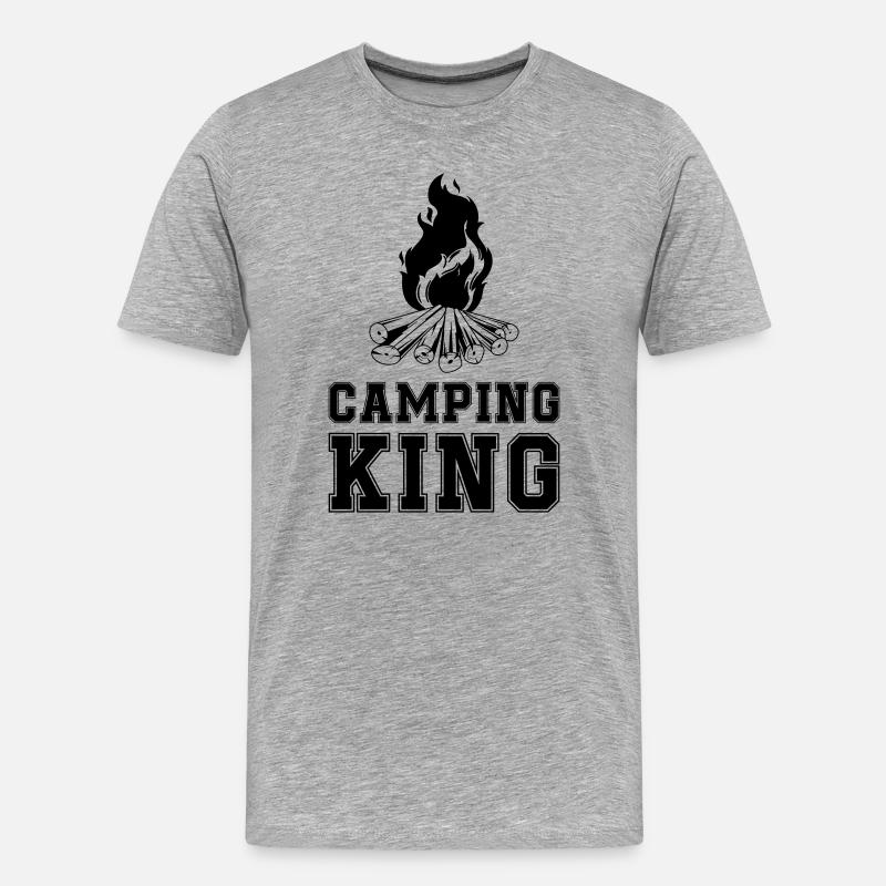 Camping King Lagerfeuer - Männer Premium Bio T-Shirt - Grau meliert