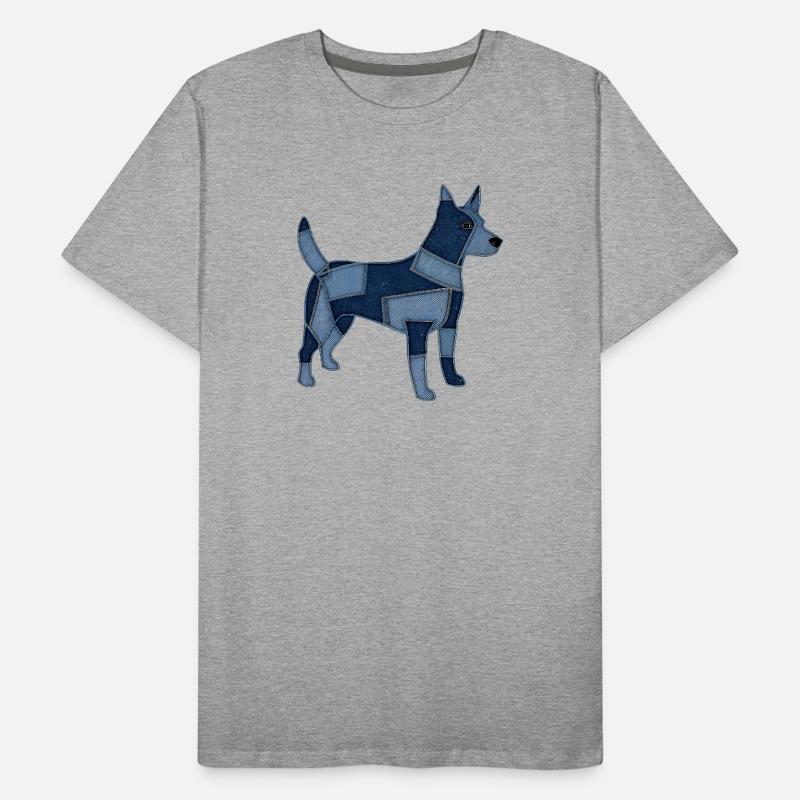 Patchwork Hund aus Jeansstoff Männer Premium Bio T-Shirt