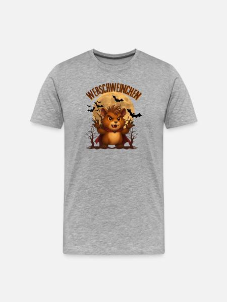 Vampirhamster Meerschweinchen als Werwolf - Männer Premium Bio T-Shirt - Grau meliert