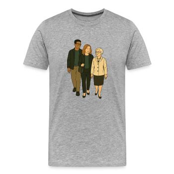 mit Oma unterwegs - Männer Premium Bio T-Shirt - Grau meliert - Vorne - Damien (186cm)