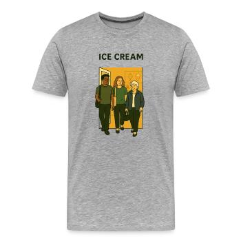 mit Oma unterwegs - Männer Premium Bio T-Shirt - Grau meliert - Vorne - Damien (186cm)