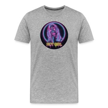 Neon Hot Girl - Men's Premium Organic T-Shirt - heather grey - Front - Damien (186cm)