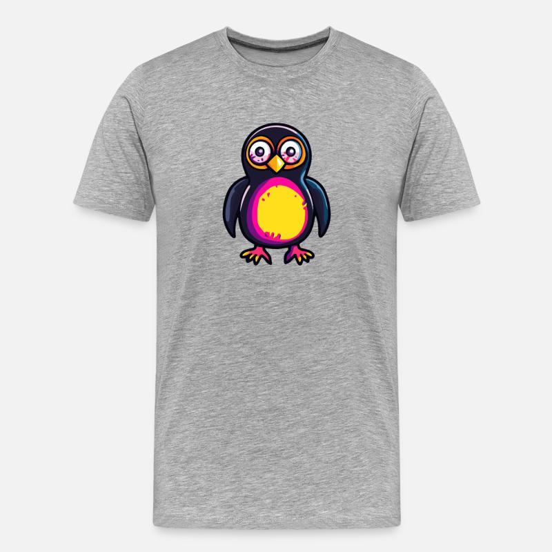 Pinguin Halloween Zombie - Männer Premium Bio T-Shirt - Grau meliert