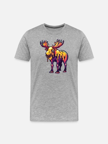 Moose Halloween Zombie - Men's Premium Organic T-Shirt - heather grey