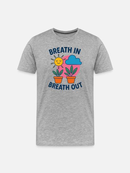 Breath Sun Plants Motif - Men's Premium Organic T-Shirt - heather grey