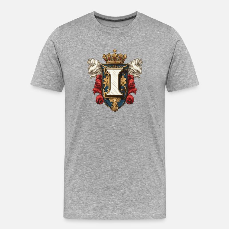 I Buchstabe Name Krone - Männer Premium Bio T-Shirt - Grau meliert