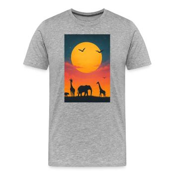 Savannen Sonnenuntergang - Männer Premium Bio T-Shirt - Grau meliert - Vorne - Damien (186cm)