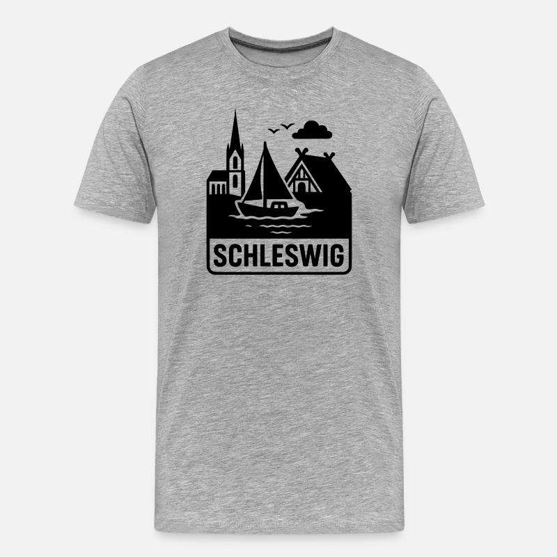 Schleswig Silhouette - Männer Premium Bio T-Shirt - Grau meliert