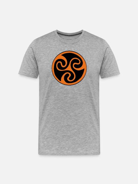 Triskel Orange - Men's Premium Organic T-Shirt - heather grey