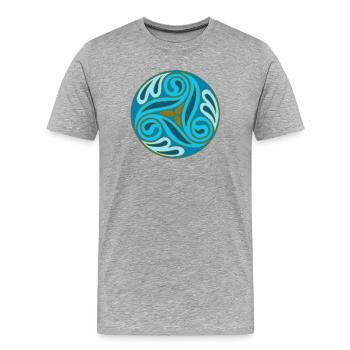 Sphère celte Bleue - T-shirt bio Premium Homme - gris chiné - Devant - Damien (186cm)