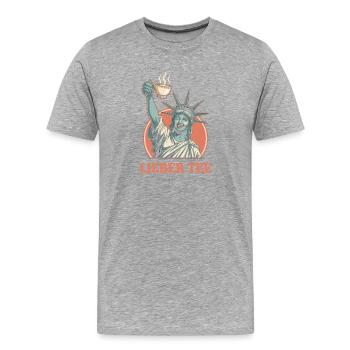 Lieber Tee Statue - Männer Premium Bio T-Shirt - Grau meliert - Vorne - Damien (186cm)