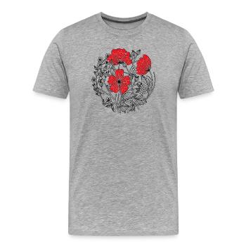 Hibiscus Flowers - Men's Premium Organic T-Shirt - heather grey - Front - Damien (186cm)