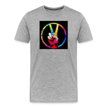 Colorful Peace Hand Swirl - Men's Premium Organic T-Shirt - heather grey - Front - Damien (186cm)