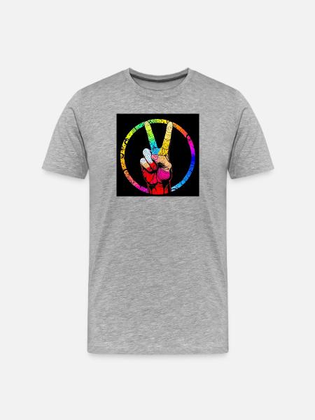 Bunter Friedenshandwirbel - Männer Premium Bio T-Shirt - Grau meliert