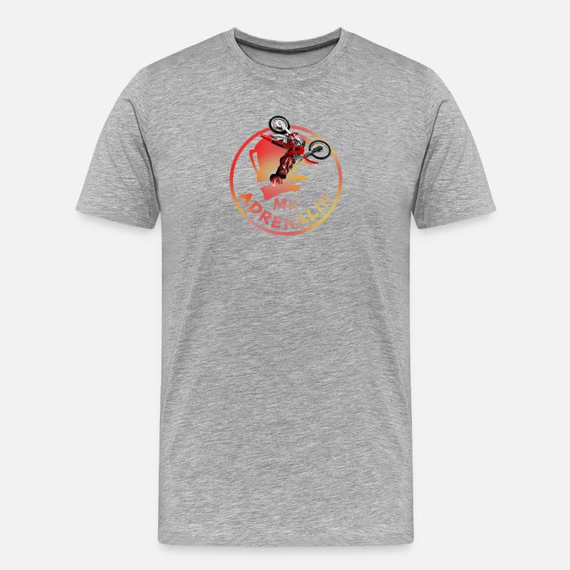Mr Adrenalin Stunt Motocross - Männer Premium Bio T-Shirt - Grau meliert