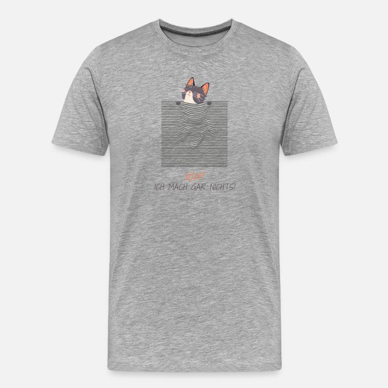 Neugierige Katze – Lustiger 3D-Linien-Effekt - Männer Premium Bio T-Shirt - Grau meliert