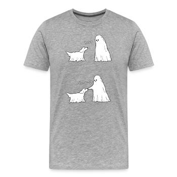Ghost Dog Meets Boo Boo-P Illustration - Men's Premium Organic T-Shirt - heather grey - Front - Damien (186cm)