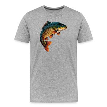 Springender Karpfen  - Männer Premium Bio T-Shirt - Grau meliert - Vorne - Damien (186cm)