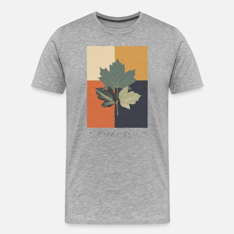 Herbst-Botanicals-Gitter - Männer Premium Bio T-Shirt - Grau meliert