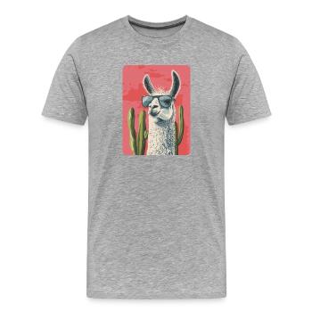 lama - T-shirt bio Premium Homme - gris chiné - Devant - Damien (186cm)