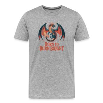 Dragon – Né pour brûler - T-shirt bio Premium Homme - gris chiné - Devant - Damien (186cm)