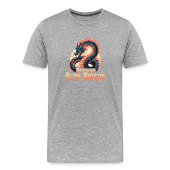 Dragon – Né pour brûler - T-shirt bio Premium Homme - gris chiné - Devant - Damien (186cm)