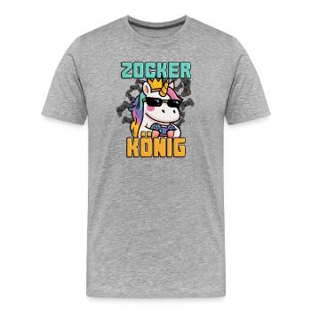 Unichorn zocker king - unicorn - Men's Premium Organic T-Shirt - heather grey - Front - Damien (186cm)